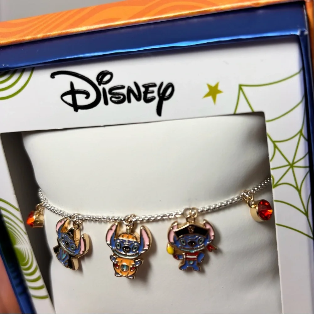 Disney Halloween Lilo & Stitch CHARM BRACELET Fine Silver Plated NEW IN BOX‎